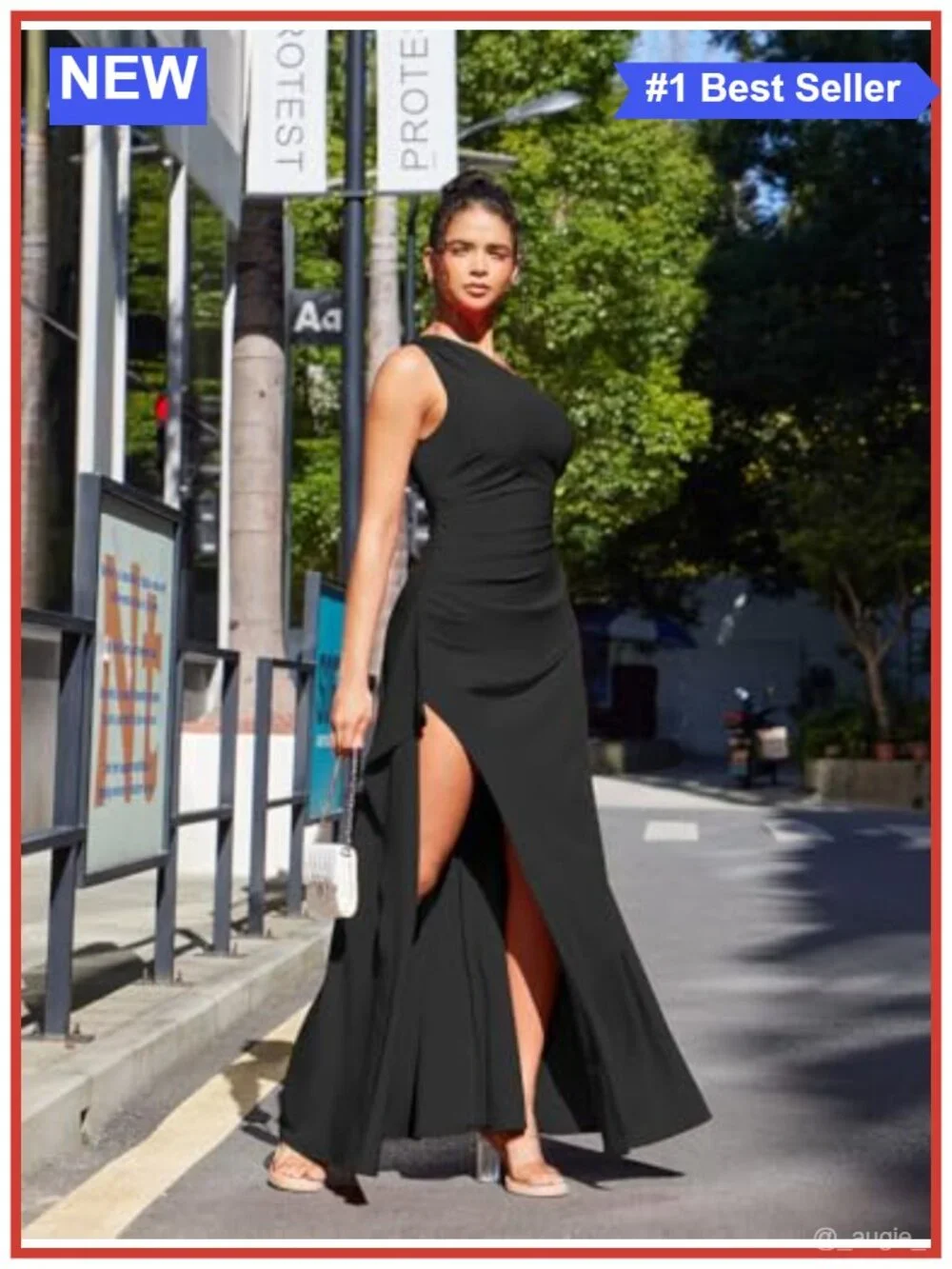 One Shoulder Sleeveless High Split Mermaid Formal Dress Women's Stretch Bodycon